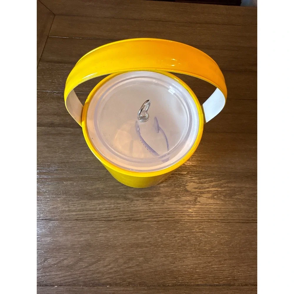 Georges Briard Vintage Yellow Vinyl Ice Bucket Mid Century Barware with Tongs